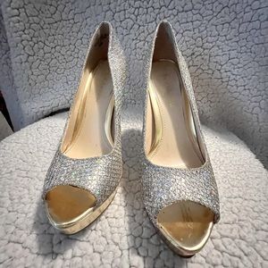 Enzo Angiolini, size 6 1/2, silver/gold color.